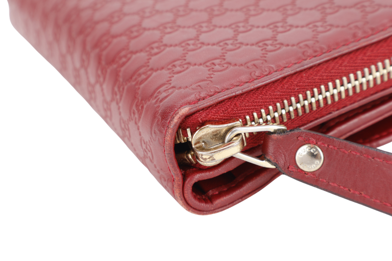 GUCCI GG SIGNATURE CONTINENTAL ZIP LONG WALLET GOLD HARDWARE WITH DUST COVER AND BOX