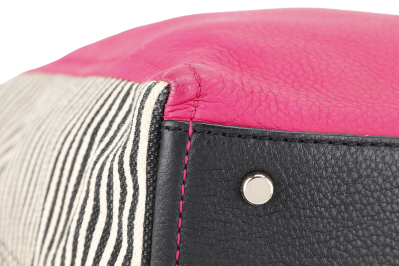 KATE SPADE NEW YORK COBBLE HILL HAYLEY TOTE PINK CALFSKIN LEATHER, CANVAS AND  SILVER HARDWARE WITH STRAPS NO DUST COVER