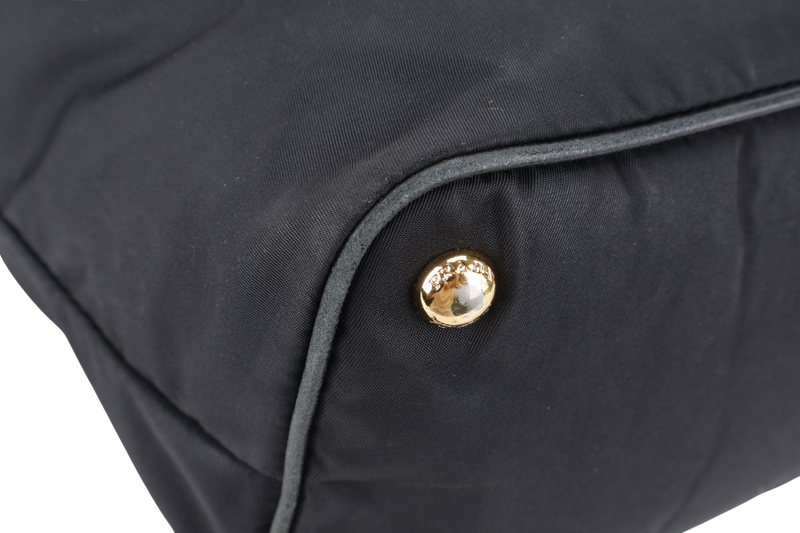 PRADA BR4997 SHOULDER TOTE BAG NERO TESSUTO SAFFIANO GOLD HARDWARE WITH CHARM, CARD AND NO DUST COVER
