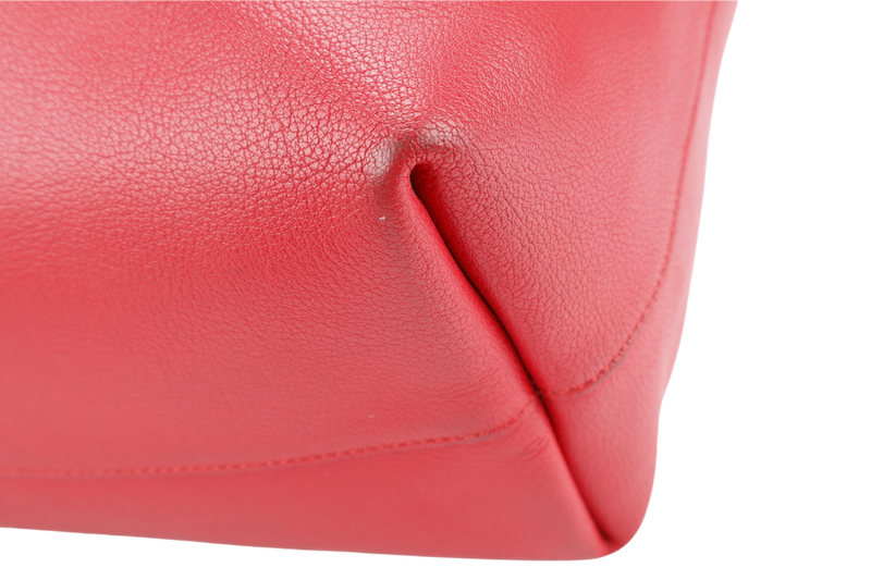 YVES SAINT LAURENT (YSL) EAST WEST TOTE BAG RED LEATHER NO DUST COVER