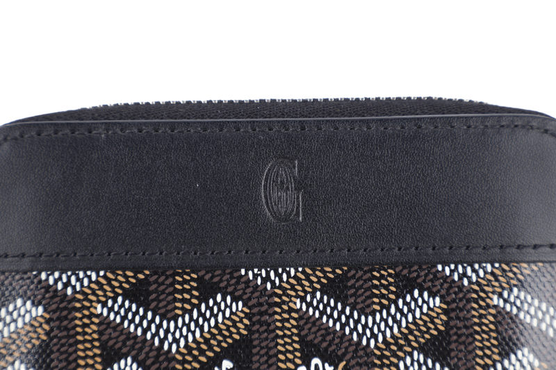 GOYARD MATIGNON ZIP AROUND MINI WALLET BLACK SILVER HARDWARE NO DUST COVER