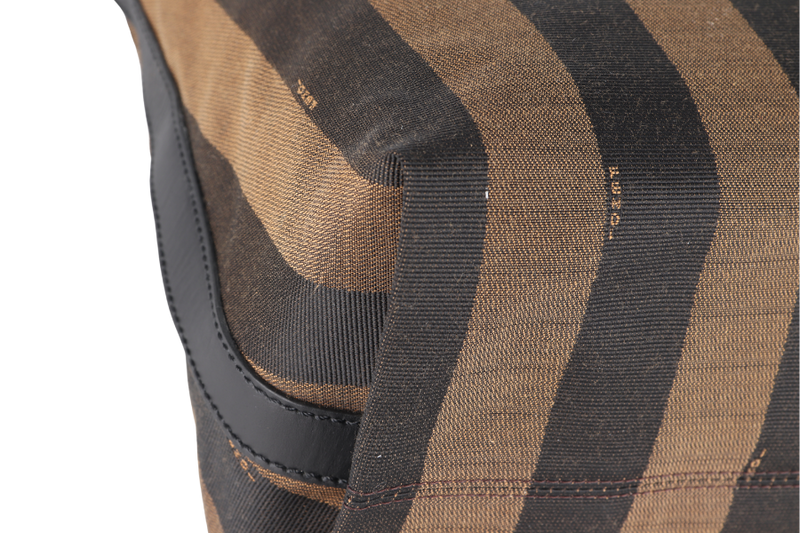 FENDI PEQUIN HOBO BAG (8BR653) BROWN CANVAS GOLD HARDWARE NO DUST COVER
