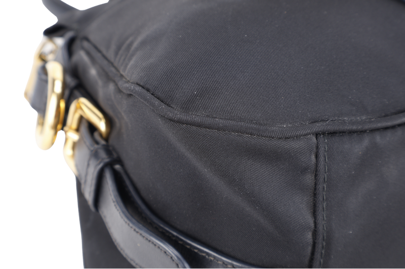 PRADA BN1903 TOP HANDLE BLACK NYLON GOLD HARDWARE NO DUST COVER