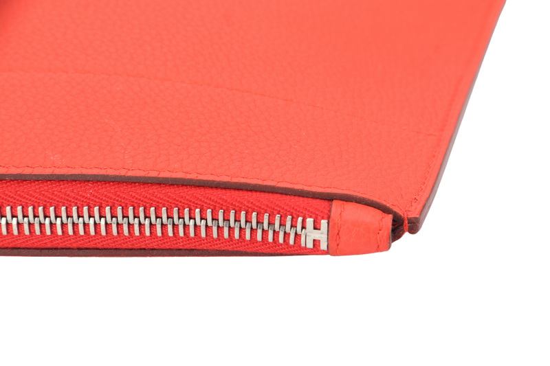 HERMES BAZAR CLUTCH EVERCOLOR POPPY ORANGE COLOR STAMP X (YEAR 2016) NO DUST COVER