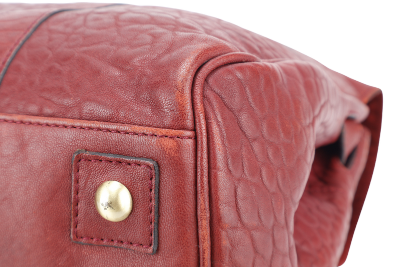 MULBERRY THE BAYSWATER SATCHEL BURGUNDY LEATHER GOLD HARDWARE NO DUST COVER