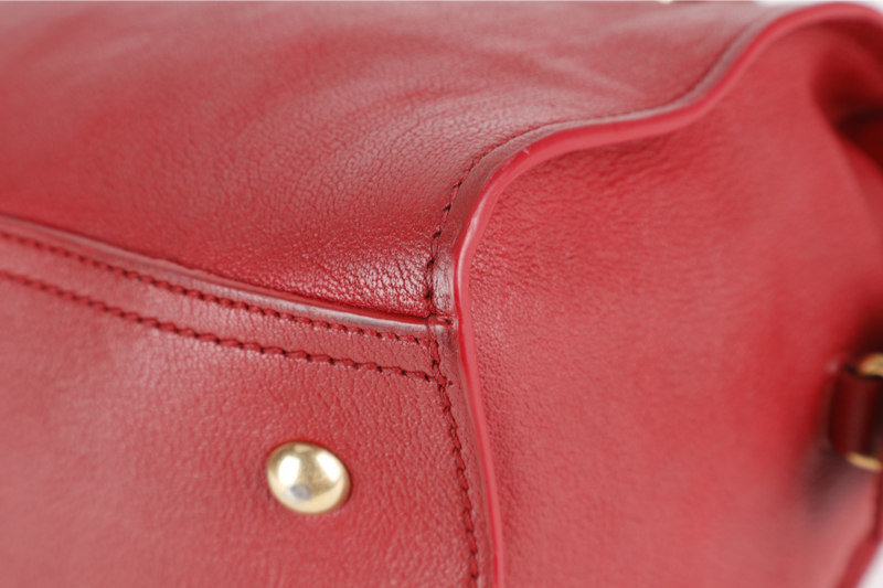 YVES SAINT LAURENT (YSL) CABAS CHYC BURGUNDY CALF LEATHER GOLD HARDWARE WITH LONG STRAPS NO DUST COVER