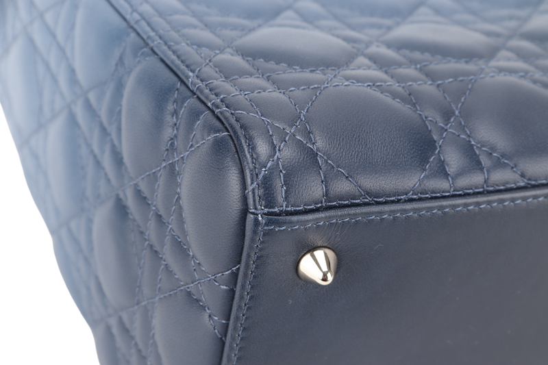 CHRISTIAN DIOR LADY DIOR MEDIUM BLUE GRADIENT SILVER HARDWARE WITH CARD, STRAPS AND DUST COVER