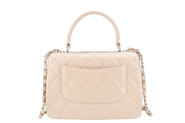 CHANEL TRENDY CC (AXCKxxxx) SMALL BEIGE LAMBSKIN GOLD HARDWARE WITH DUST COVER AND BOX