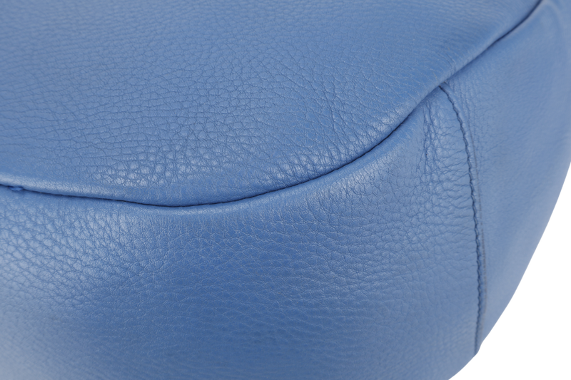 PRADA ZIP TOP HOBO VITELLO DAINO BAG LARGE BLUE LEATHER GOLD HARDWARE NO DUST COVER