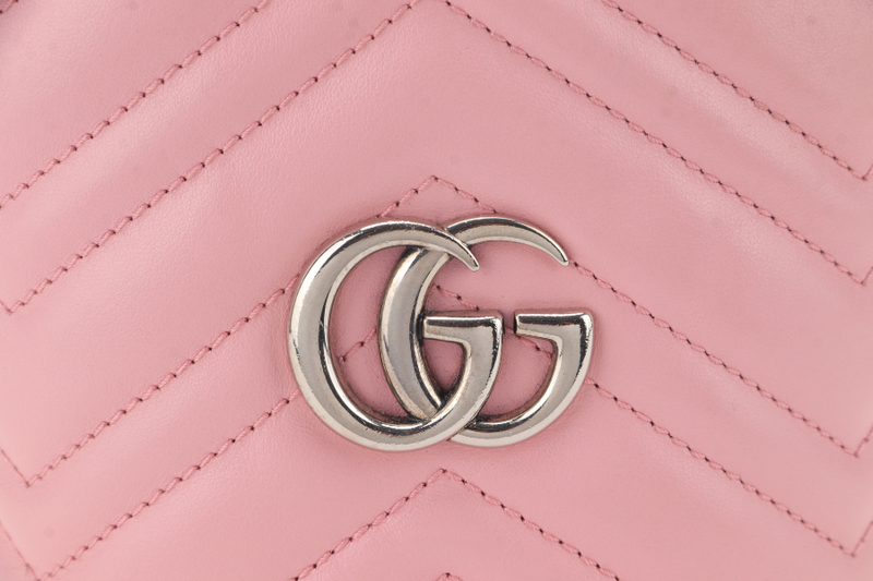 GUCCI GG MARMONT MINI BUCKET BAG PINK CALFSKIN LEATHER NO DUST COVER