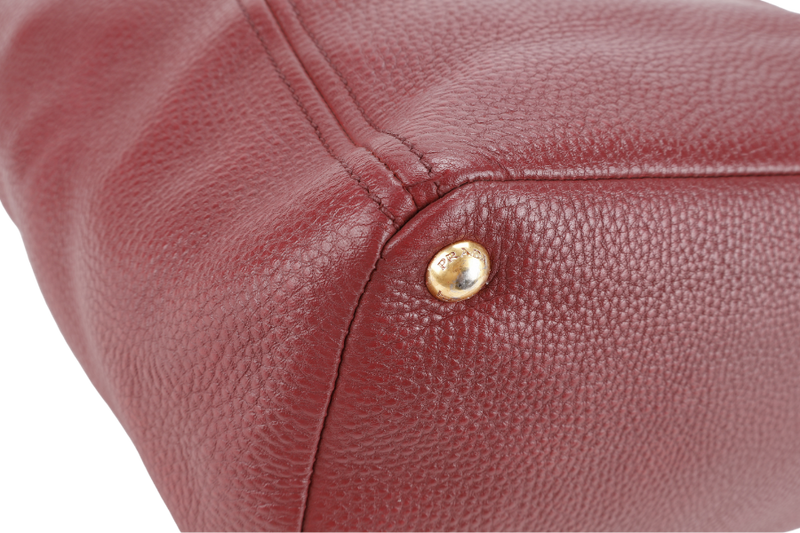 PRADA PINK VITELLO DAINO LEATHER SIDE POCKET TOTE BAG GOLD HARDWARE NO DUST COVER
