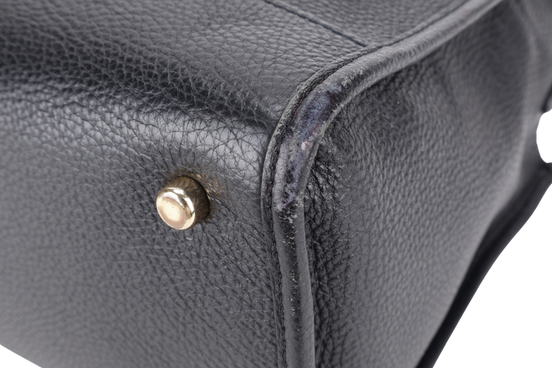 COACH DEMPSEY TOTE BAG 22 WITH COACH PATCH BLACK REFINED PEBBLE LEATHER GOLD HARDWARE WITH STRAPS AND DUST COVER