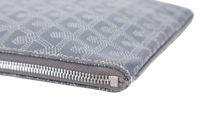 GOYARD SENAT CLUTCH GREY GOYARDINE SILVER HARDWARE NO DUST COVER