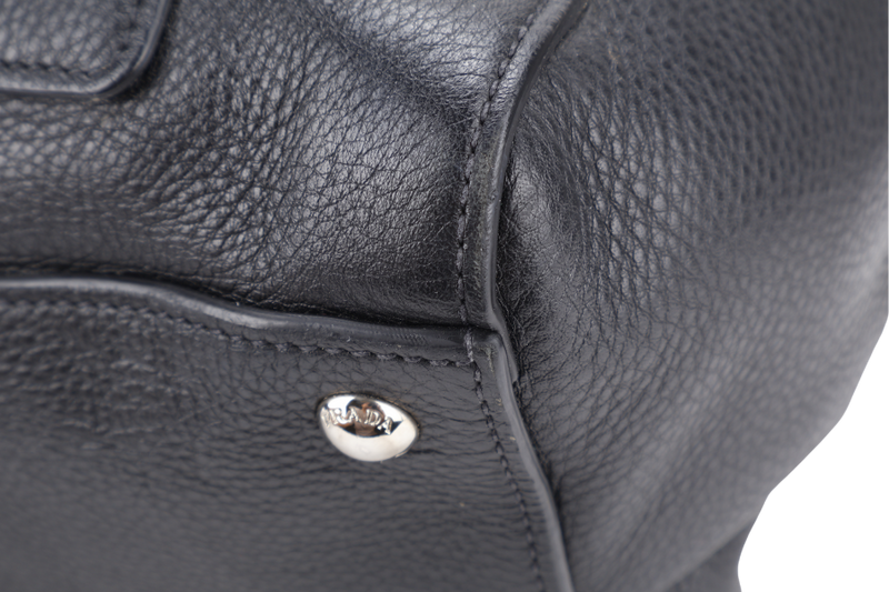 PRADA TOTE BAG BLACK LEATHER GOLD HARDWARE NO DUST COVER