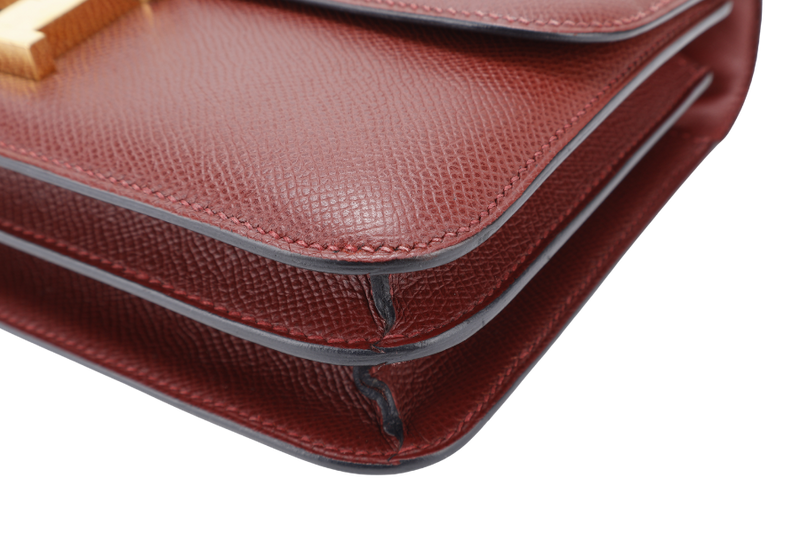 HERMES CONSTANCE ELAN ROUGE H STAMP R (YEAR 2014) EPSOM LEATHER GOLD HARDWARE WITH DUST COVER