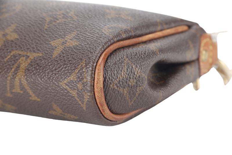 LOUIS VUITTON M95567 EVA CLUTCH MONOGRAM CANVAS GOLD HARDWARE WITH LEATHER, CHAIN STRAPS AND DUST COVER