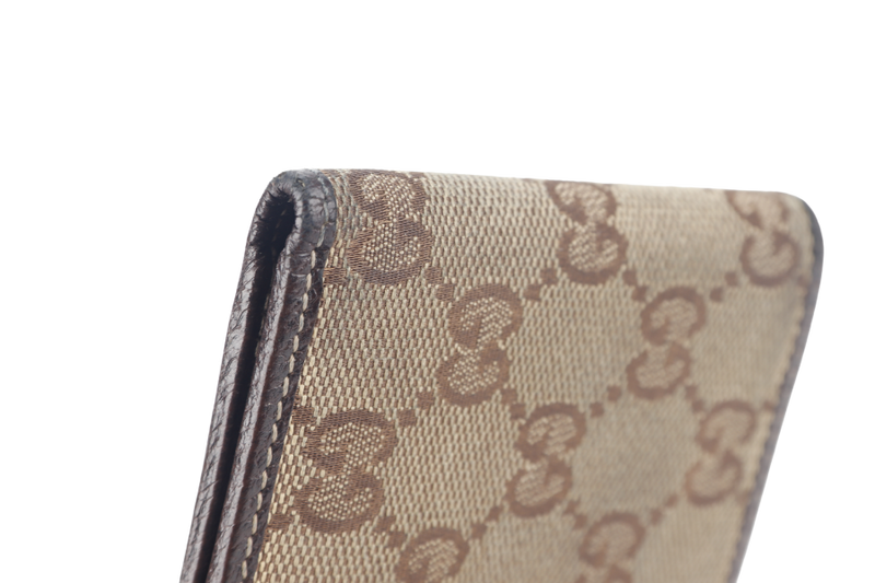 GUCCI GG 152621 BI FOLD WALLET BROWN CANVAS WITH BOX