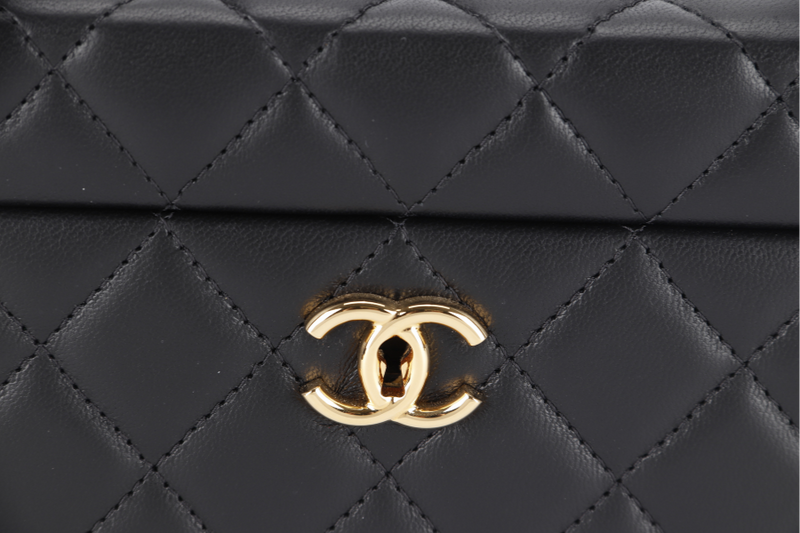 CHANEL BLACK VANITY CASE LIMITED EDITION (2500xxxx) RARA HOME DECOR COSMETIC JEWELRY BOX WITH DUST COVER AND BOX