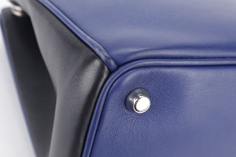 CHRISTIAN DIOR DIORISSIMO TOTE MEDIUM TRICOLOR BLUE-BLACK-GREEN SILVER HARDWARE (09-MA-0175) WITH STRAPS