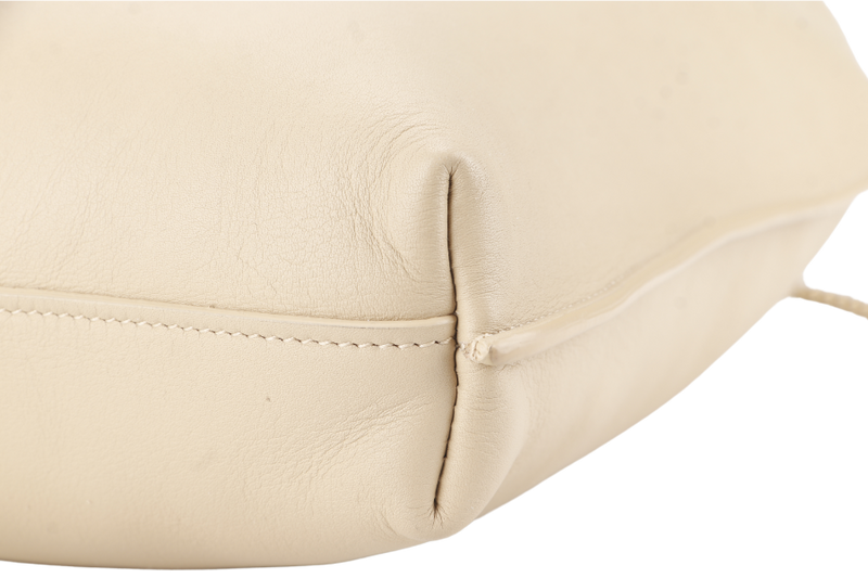 YVES SAINT LAURENT (YSL) SUZANNE HOBO SHOULDER BAG BEIGE GRAINED LEATHER GOLD HARDWARE WITH DUST COVER
