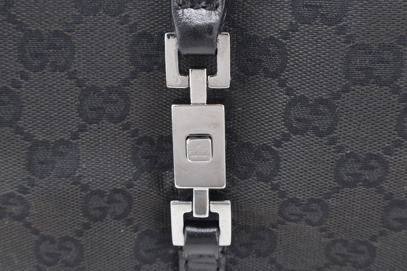 GUCCI JACKIE (01721) BLACK CANVAS & LEATHER SILVER HARDWARE NO DUST COVER