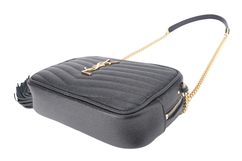 YVES SAINT LAURENT (YSL) MINI LOU CAMERA BAG BLACK CAVIAR LEATHER CROSSBODY GOLD HARDWARE WITH DUST COVER AND BOX