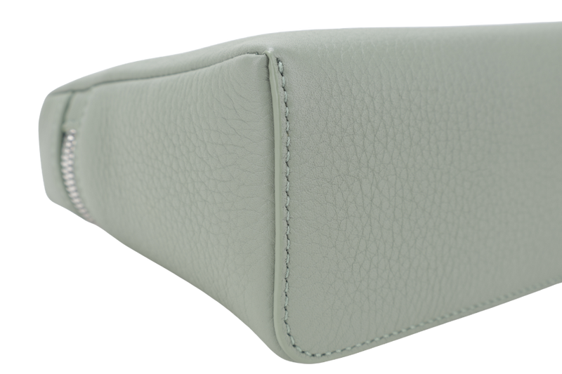 LORO PIANA EXTRA POCKET L19 GRAINED CALFSKIN SAGE BRUSH LEAVES (5OUB) COLOR SILVER HARDWARE WITH DUST COVER AND BOX