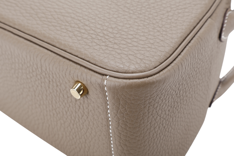 HERMES MINI LINDY ETOUPE COLOR STAMP K (YEAR 2025) CLEMENCE LEATHER WITH DUST COVER