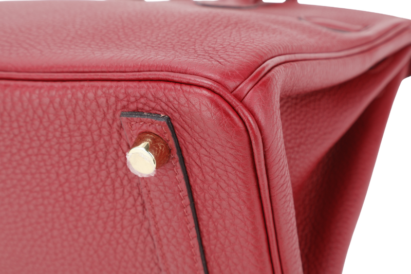 HERMES BIRKIN 25 ROUGE GRENAT TOGO GOLD HARDWARE STAMP C (YEAR 2018) WITH KEYS&LOCK, RAINCOAT, CARE CARD, DUST COVER AND BOX