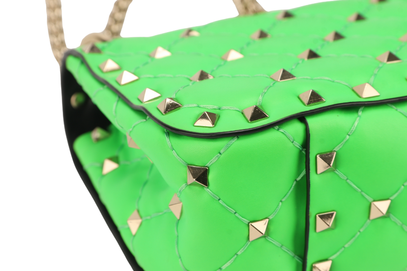 VALENTINO GARAVANI ROCKSTUD MINI GREEN CALFSKIN LIGHT GOLD HARDWARE NO DUST COVER