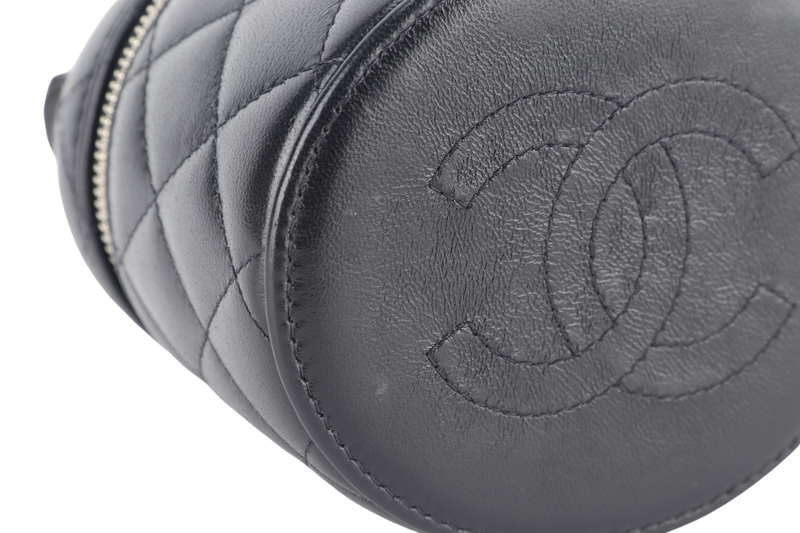 CHANEL 22S VANITY MINI TOP HANDLE BLACK LAMBSKIN GOLD HARDWARE (3209xxxx) WITH CARD, DUST COVER AND BOX