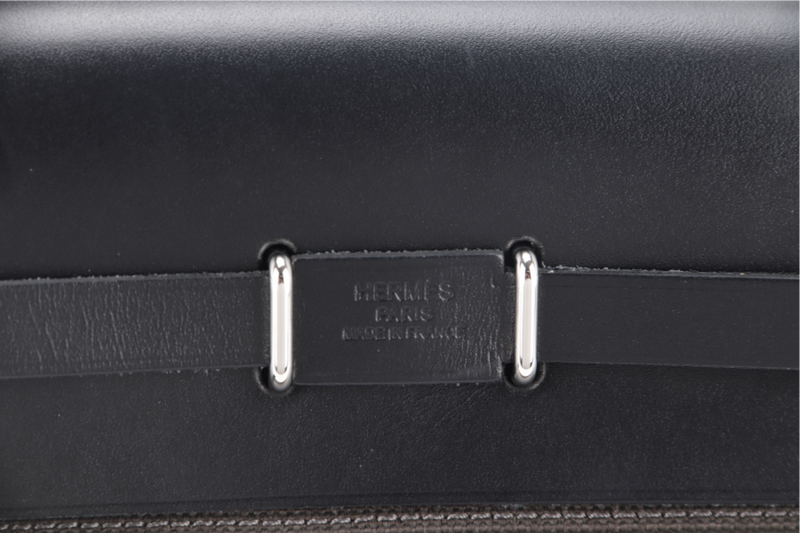 HERMES MINI HERBAG BLACK, DARK BRONZE SILVER HARDWARE STAMP W (YEAR 2024) WITH DUST COVER AND BOX