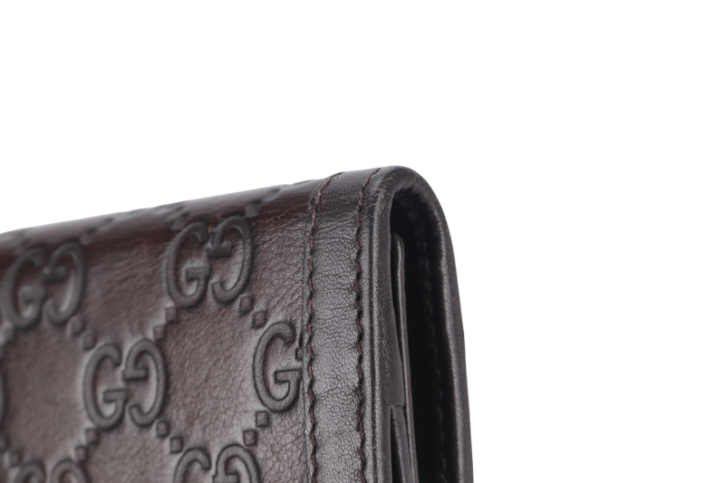 GUCCI GG LONG WALLET (231837 496085) BROWN LEATHER WITH BOX