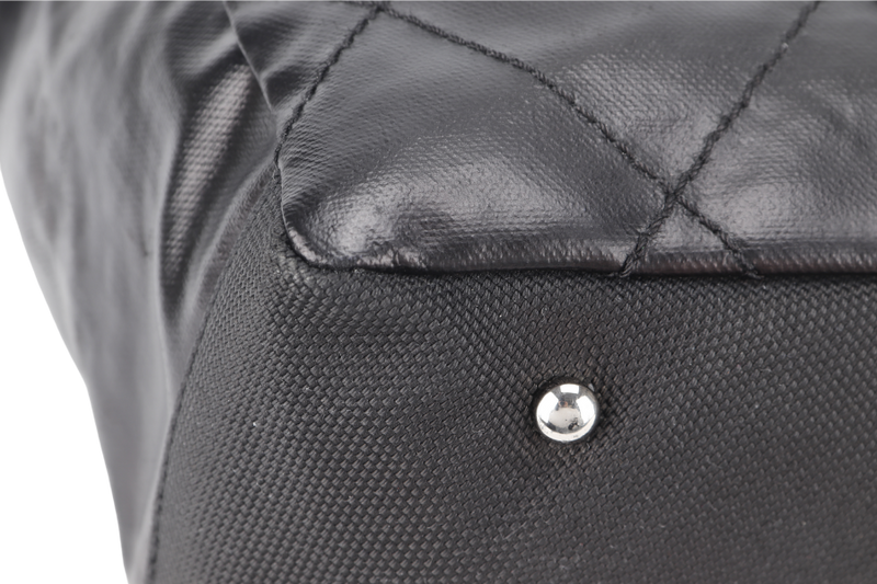 CHANEL PARIS BIARRITZ TOTE BAG (1139xxxx) LARGE BLACK CALFSKIN SILVER HARDWARE NO DUST COVER