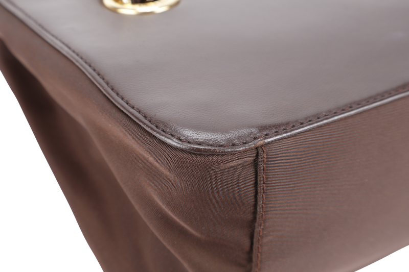 PRADA DARK BROWN NAPPA LEATHER SHOULDER CHAIN BAG GOLD HARDWARE NO CARD NO DUST COVER