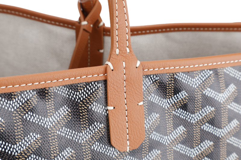 GOYARD SAINT LOUIS GM BAG BLACK AND TAN COLOR WITH DUST COVER