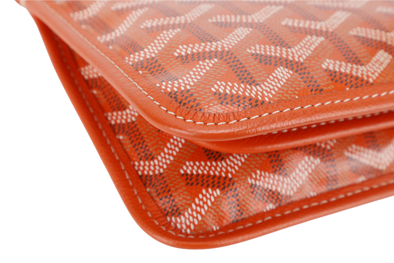 GOYARD GOYARDINE PLUMET ORANGE CANVAS SLING BAG SILVER HARDWARE NO DUST COVER