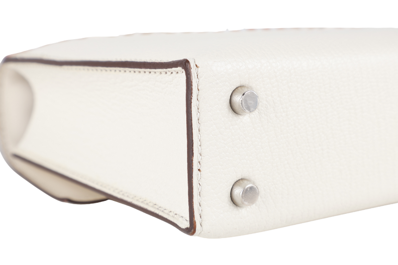 HERMES MINI VERROU NATA CHEVRE MYSORE ALLEGRO SANGLE STAMP Y (YEAR 2020) SILVER HARDWARE, BOX AND FELT COVER