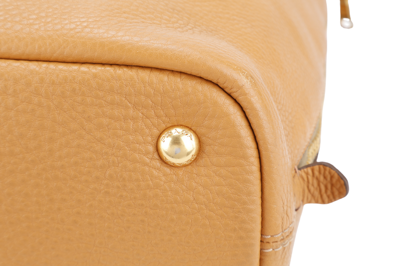 PRADA MUSTARD VITELLO DAINO LEATHER TOTE BAG NO CARD NO DUST COVER
