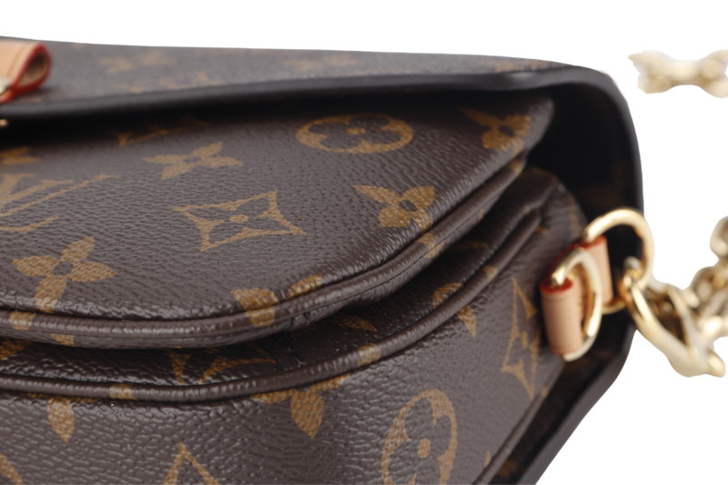 LOUIS VUITTON POCHETTE METIS (M46279) EAST WEST MONOGRAM WITH STRAPS, CHAIN, DUST COVER AND BOX