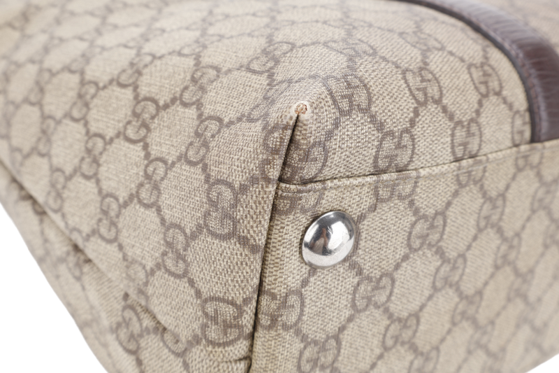 GUCCI TOTE BAG BROWN CANVAS SILVER HARDWARE NO DUST COVER