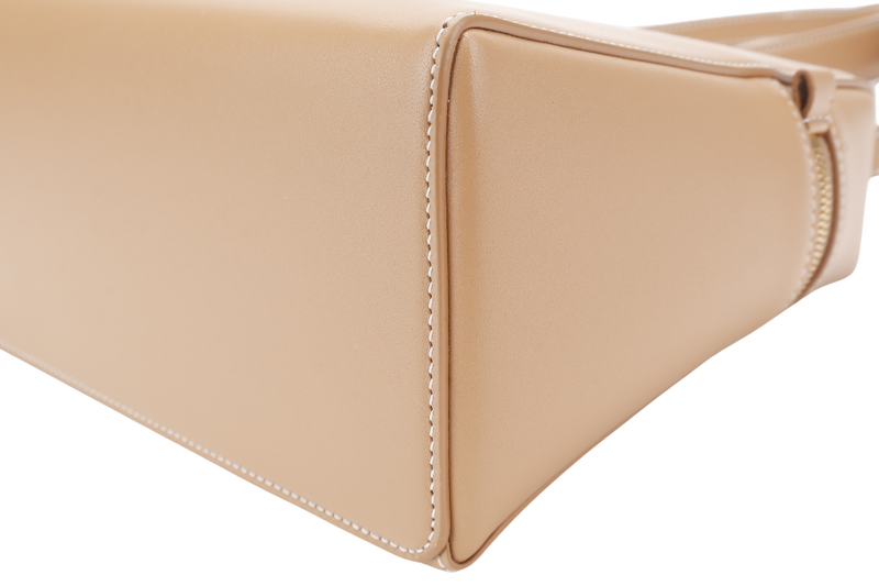 LORO PIANA EXTRA BAG L27 SMOOTH CALFSKIN LIGHT BAMBOO (DOK2) COLOR WITH GOLD HARDWARE AND BOX