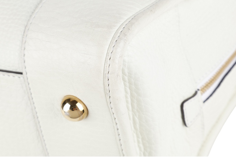 LOEWE AMAZONA 36 WHITE CALF LEATHER GOLD HARDWARE WITH DUST COVER