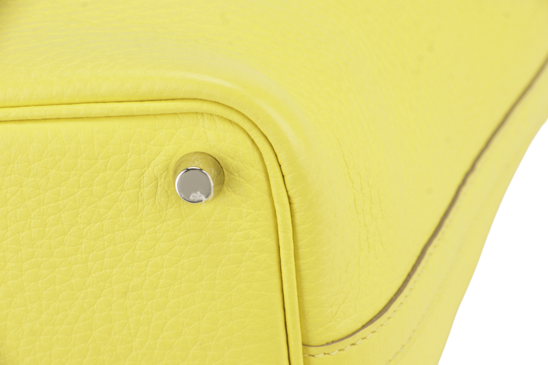 HERMES PICOTIN 18 LIME CLEMENCE LEATHER SILVER HARDWARE STAMP Y (YEAR 2020) WITH LOCK, KEY AND DUST COVER