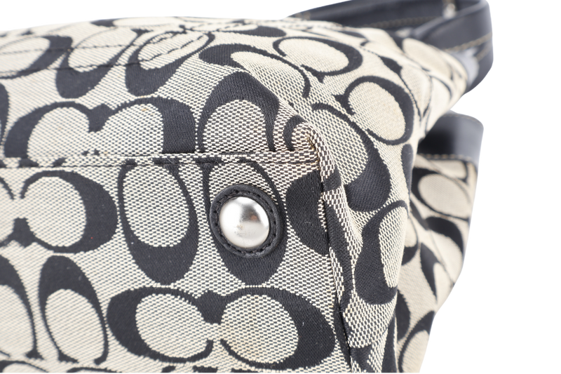 COACH BLACK PENELOPE CARRYALL SIGNATURE CANVAS AND LEATHER TOTE BAG SILVER HARDWARE NO DUST COVER