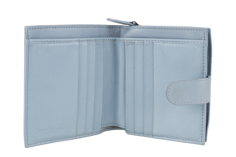 BOTTEGA VENETA INTRECCIATO BLUE NAPA LEATHER SNAKESKIN BI-FOLD WALLET WITH DUST COVER