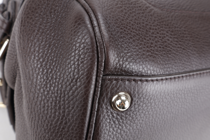 GUCCI HOBO BAG DARK BROWN LEATHER GOLD HARDWARE WITH DUST COVER