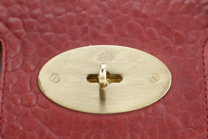 MULBERRY THE BAYSWATER SATCHEL BURGUNDY LEATHER GOLD HARDWARE NO DUST COVER