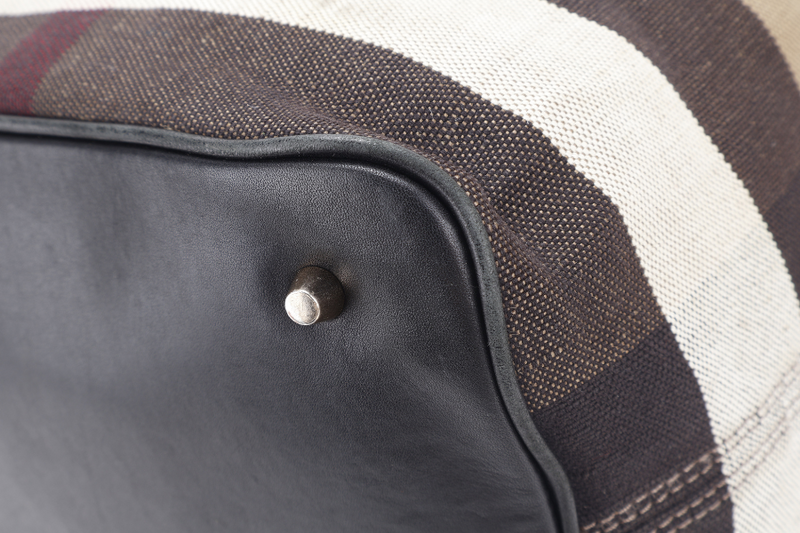 BURBERRY ASHBY MEDIUM CHECKED BUCKET CANVAS WITH DUST COVER