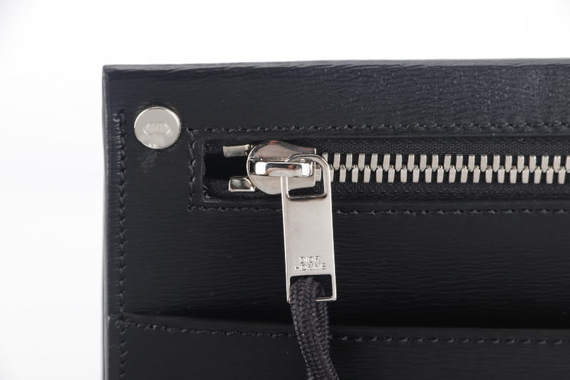 CHRISTIAN DIOR SIGNATURE HOMME BEE POCHETTE (03-B0-0143) BLACK LEATHER SILVER HARDWARE NO DUST COVER